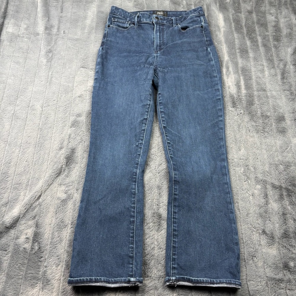 PAIGE Claudine High Rise Ankle Flare Jeans Dark Blue Wash Size 30